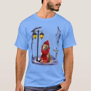 Camiseta Tibetan Mastiff Papai Noel Neve Luz de Natal Inver
