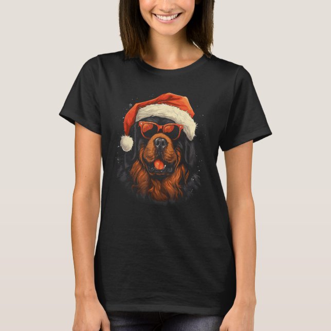 Camiseta Tibetano Mastiff Natal Cão Natal Pet Gif Natal (Frente)