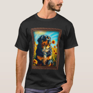 Camiseta Tibetano Mastiff pintando Flor de Girassol Mãe Mul