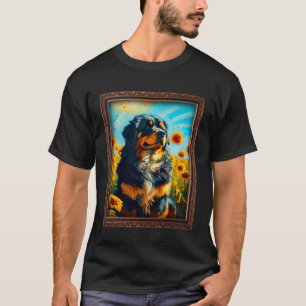 Camiseta Tibetano Mastiff pintando Flor de Girassol Mãe Mul