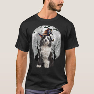 Camiseta Tibetano Terrier Dog E Moon Halloween Dog
