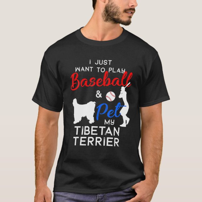 Camiseta Tibetano Terrier Funny Baseball Dono de Cachorro L (Frente)