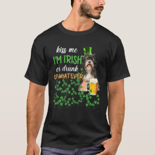 Camiseta Tibetano Terrier me beijou sou irlandês ou Bebado