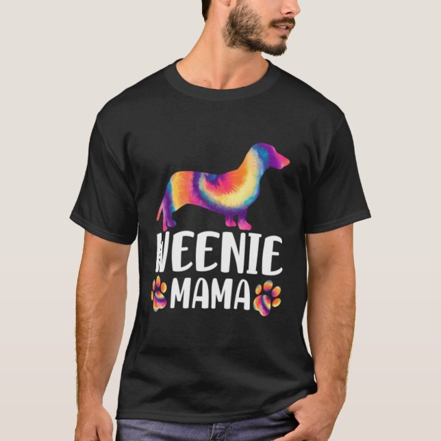 Camiseta Tie Die Dachshund Weenie Mama (Frente)