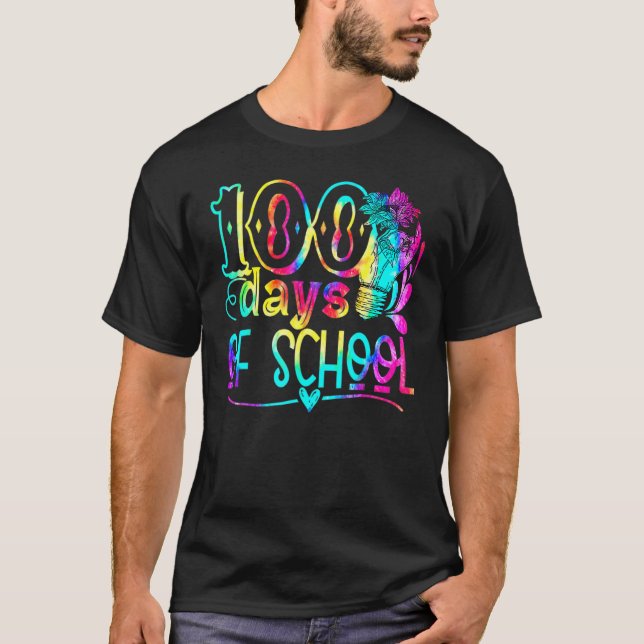Camiseta Tie Dye 100 Days Brighter Student Happy 100th Day  (Frente)