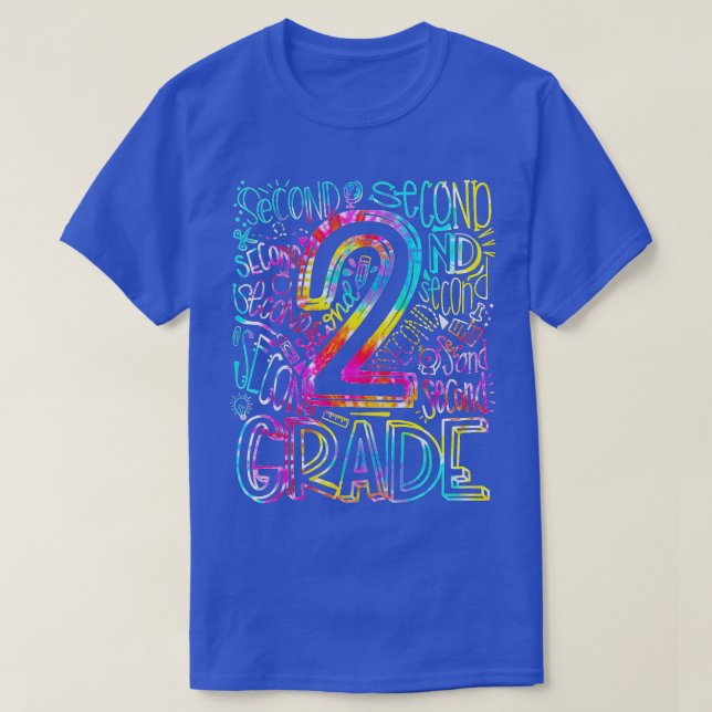 Camiseta Tie Dye 2nd Grade Typography Team Second Grade Tea (Frente do Design)