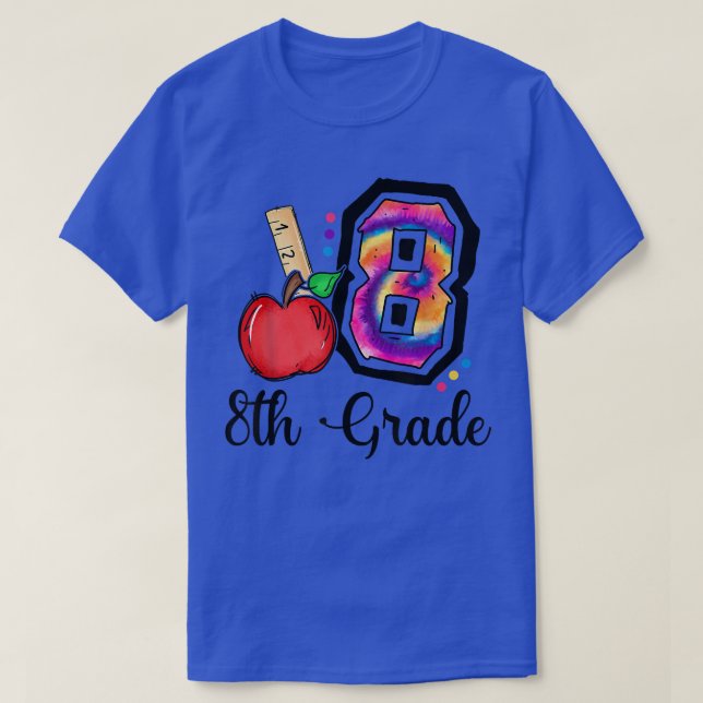 Camiseta Tie Dye 8º ano, de volta ao professor escolar  (Frente do Design)