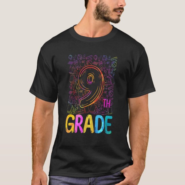 Camiseta Tie Dye 9th Grade Back to School Hello Ninth Grade (Frente)