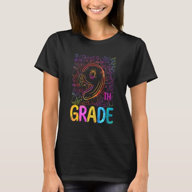 Camiseta Tie Dye 9th Grade Back to School Hello Ninth Grade (Frente)