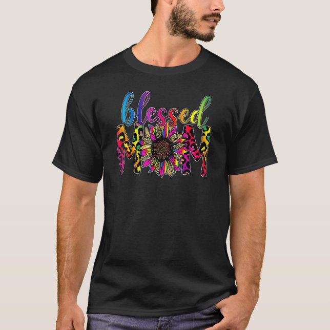 Camiseta Tie Dye abençoou a mãe Leopard Sunflower da mãe (Frente)