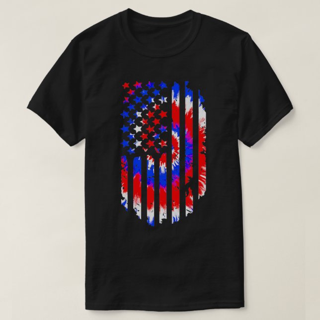 Camiseta Tie Dye American Flag Patriotic Happy 4th Of July  (Frente do Design)