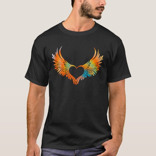 Camiseta Tie Dye Angel Wings Heart Freedom Retro 60s 70s Wo (Frente)