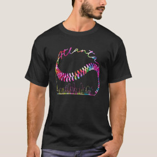 Camiseta Tie Dye Atlanta Skyline City Baseball Gameday