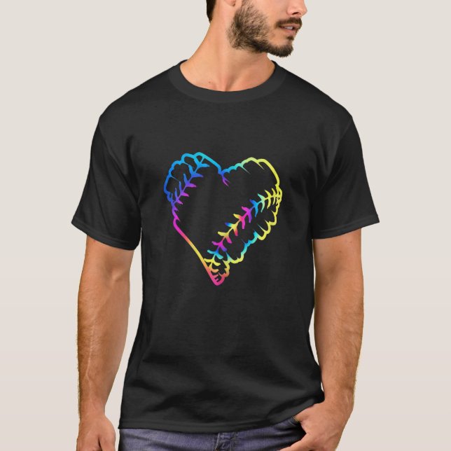 Camiseta Tie Dye Baseball Heart Baseball Fans Baseball  3 (Frente)