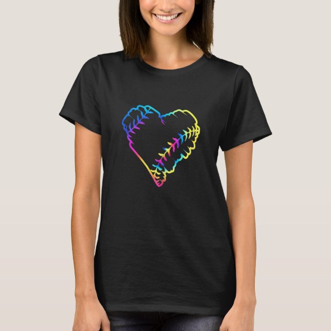 Camiseta Tie Dye Baseball Heart Baseball Fans Baseball  3 (Frente)