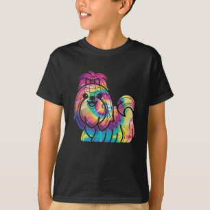 Camiseta Tie Dye - Cachorro Shih Tzu de Cabelo Comprido