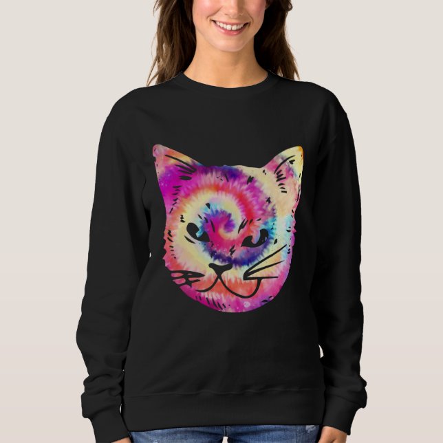 Camiseta Tie Dye Cat Kitten  Hippie (Frente)