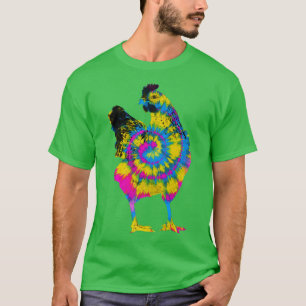 Camiseta Tie Dye Chicken Retro 60s 70s Hippie Poultry Farme