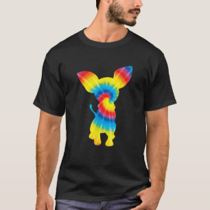 Camiseta Tie Dye Chihuahua Rainbow Impressão Dog Pup Hippie