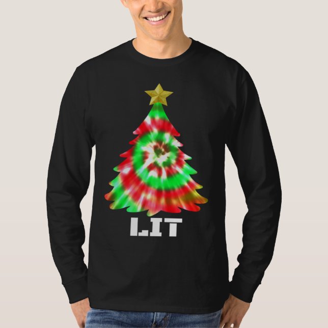 Camiseta Tie Dye Christmas Tree Kids Boys Girls Teens (Frente)