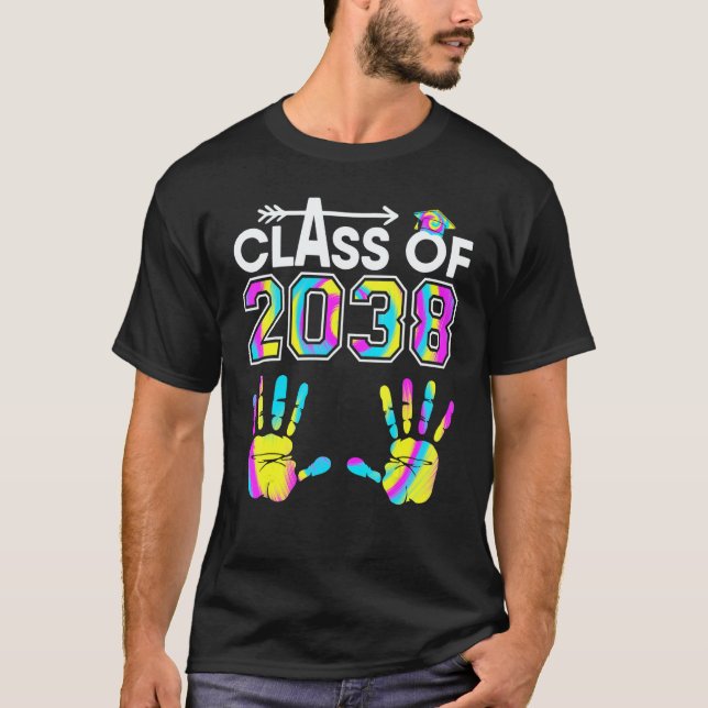 Camiseta Tie Dye Class Of 2038 Kindergarten Handprint Grow  (Frente)