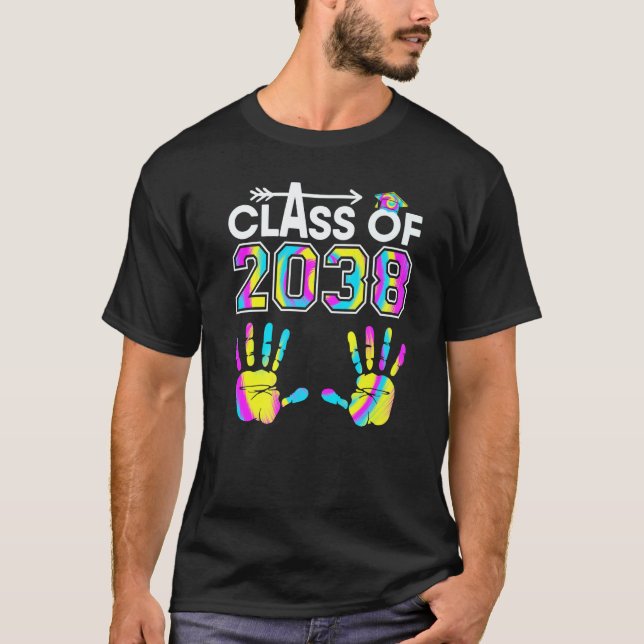 Camiseta Tie Dye Class Of 2038 Kindergarten Handprint Grow  (Frente)