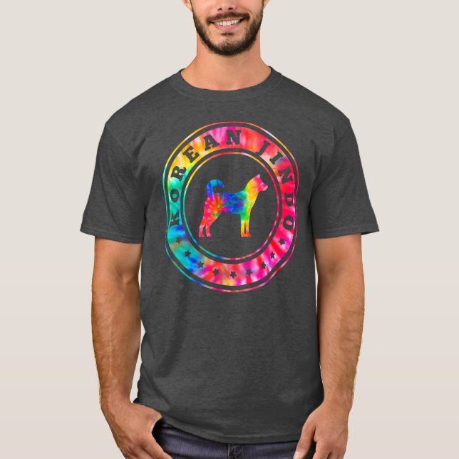 Camiseta Tie Dye Coreano Jindo Cachorro Mãe Pai Pet Lover  (Frente)