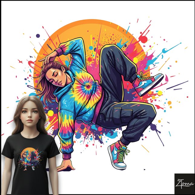 Camiseta Tie-Dye Dancer Breakdance Paint Splatter Art (Criador carregado)