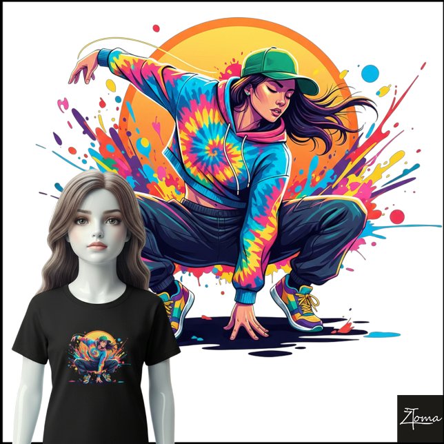 Camiseta Tie-Dye Dancer Crouch Pose Splatter Art (Criador carregado)