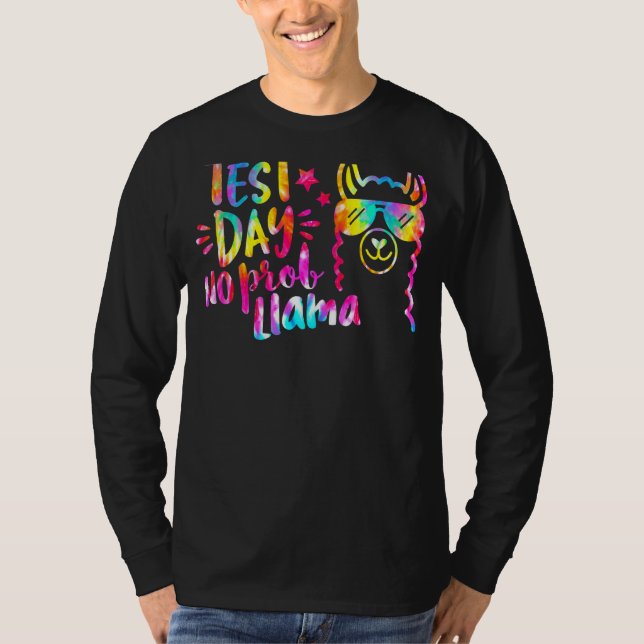 Camiseta Tie Dye Day No Prob Llama Cute Teachers Study (Frente)