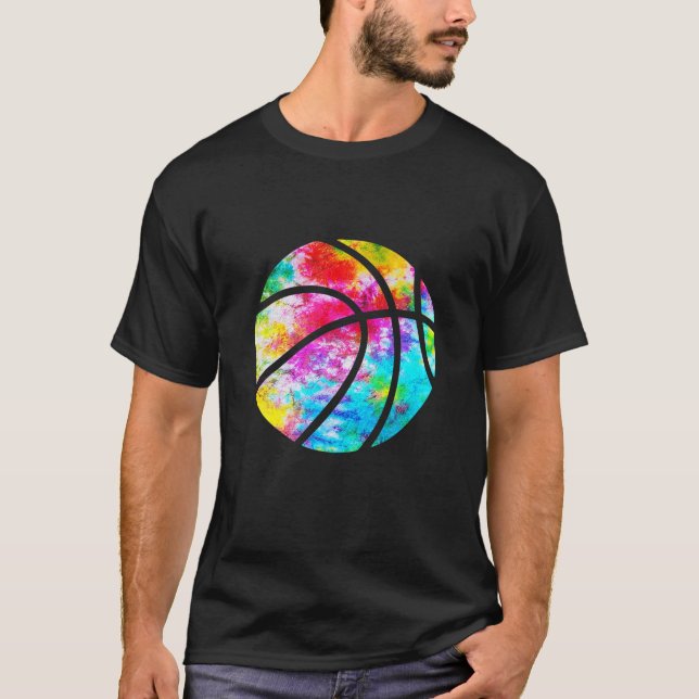 Camiseta Tie Dye de basquete - Rainbow Trippy Hippie Tee (Frente)