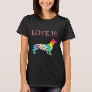 Camiseta Tie Dye Dog Mãe Hippie Dachshund Amor É