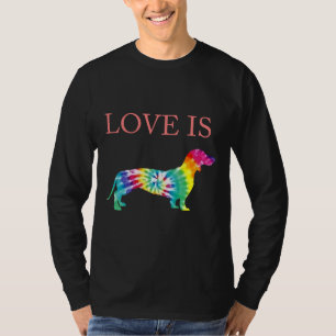 Camiseta Tie Dye Dog Mãe Hippie Dachshund Amor É