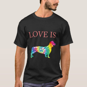 Camiseta Tie Dye Dog Mãe Hippie Dachshund Amor É