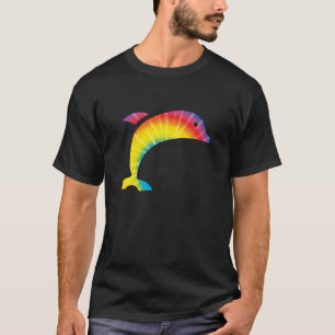 Camiseta Tie Dye Dolphin Rainbow Impressão Beluga Hippie P