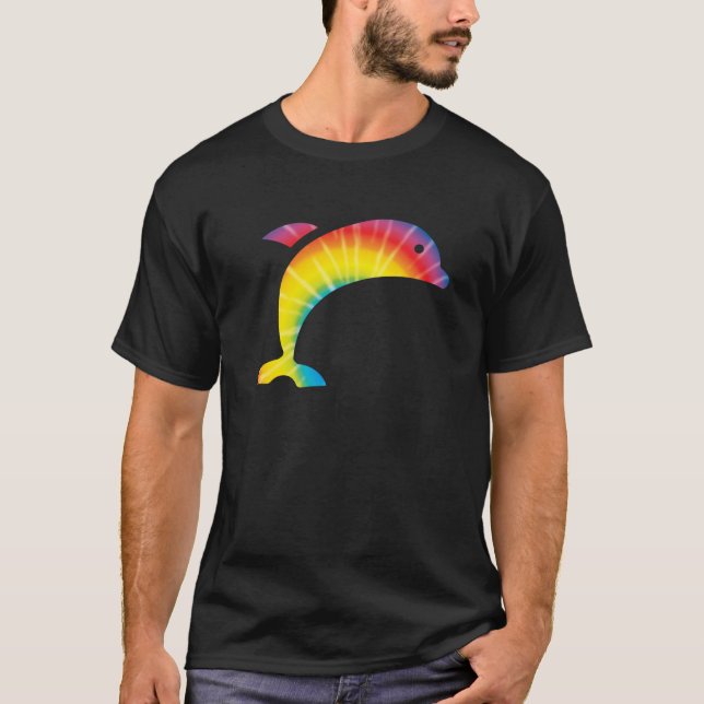 Camiseta Tie Dye Dolphin Rainbow Impressão Beluga Hippie Pe (Frente)