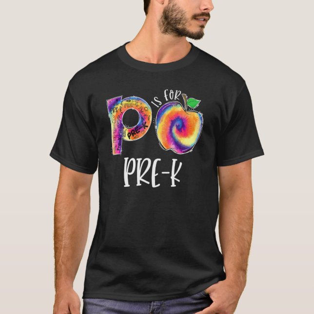 Camiseta Tie Dye É Para Professor Pré-K De Volta A Sch (Frente)