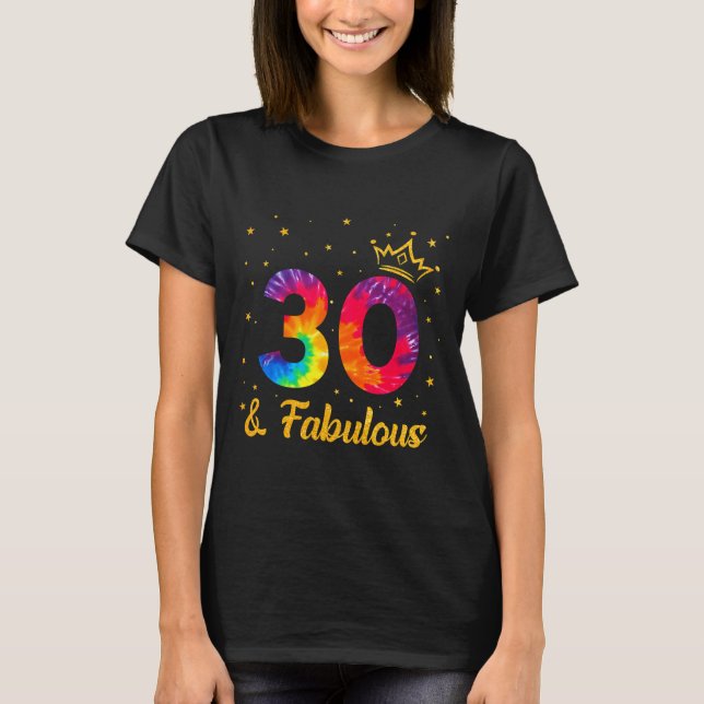 Camiseta Tie Dye Engraçado Coroa, 30, 30 Anos (Frente)