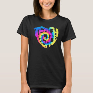 Camiseta Tie Dye Ensinar Paz Coração Inspiração Hippie Ensi
