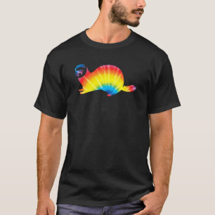 Camiseta Tie Dye Ferret Rainbow Impressão Weasel Pet Hippie