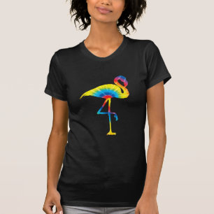 Camiseta Tie Dye Flamingo Rainbow Impressão Bird Animal Hi