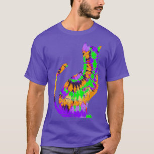 Camiseta Tie Dye Halloween Cat - T-shir cor de laranja roxa