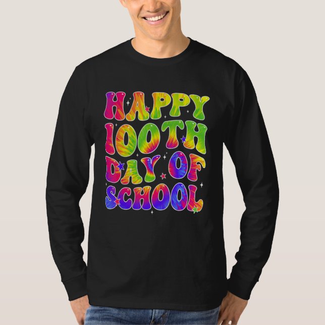 Camiseta Tie Dye Happy 100th Day of School Students Kids Te (Frente)