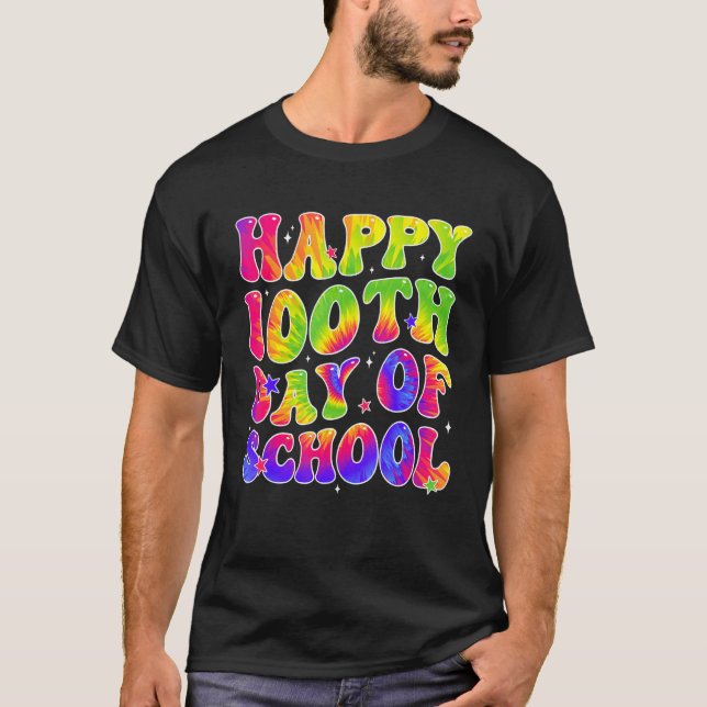 Camiseta Tie Dye Happy 100th Day of School Students Kids Te (Frente)