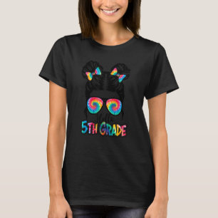 Camiseta Tie Dye Hello 5 Grade Girls Messy Bun Sunglass