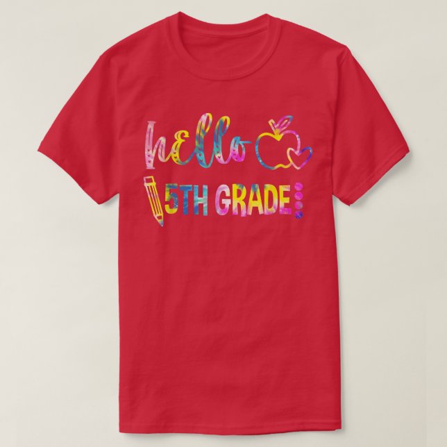 Camiseta Tie Dye Hello, 5 Grau De 5 Da Equipe, Voltar Ao Sc (Frente do Design)