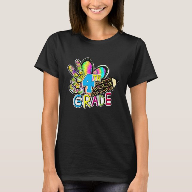 Camiseta Tie Dye Hello Fourth 4th Grade First Day Of School (Frente)