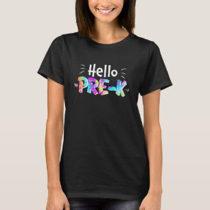 Camiseta Tie Dye Hello Pré K De Volta Para A Escola Meninas