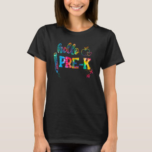 Camiseta Tie Dye Hello Pré K Primeiro Dia Da Professora Co