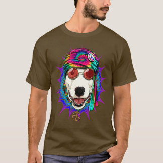 Camiseta Tie Dye Hippie Bull Terrier Hippiness Peace Love D